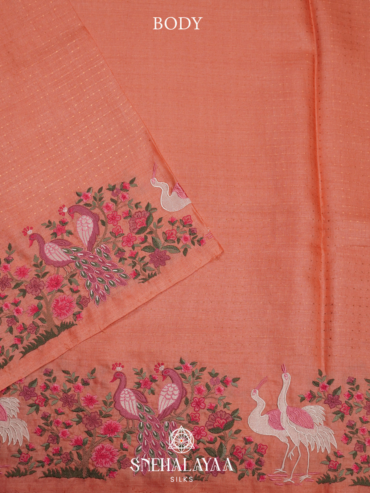 Peach Tussar Saree