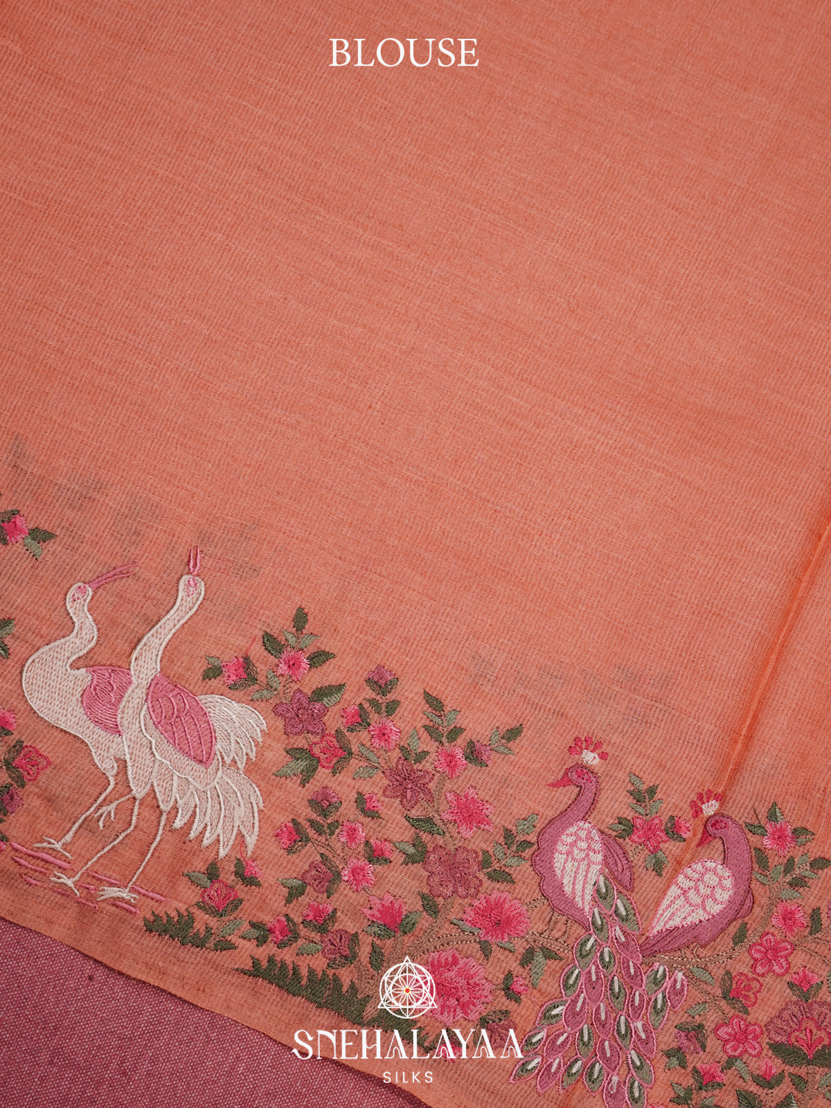 Peach Tussar Saree