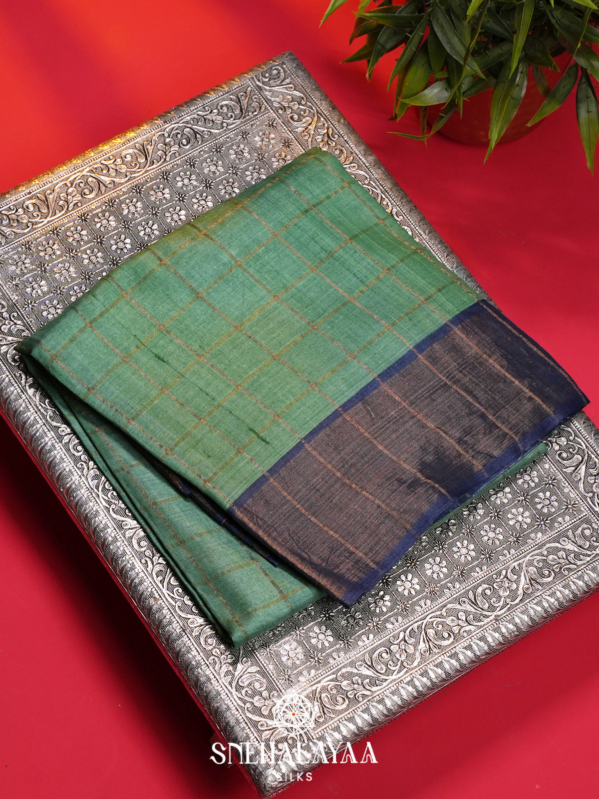 Green Tussar Saree