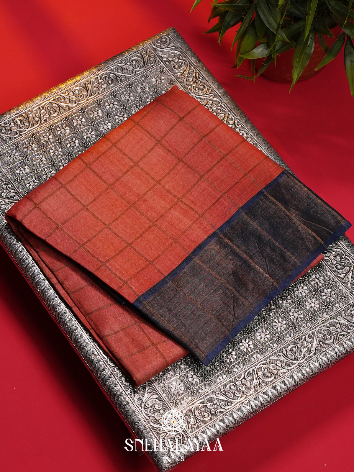 Peach Tussar Saree