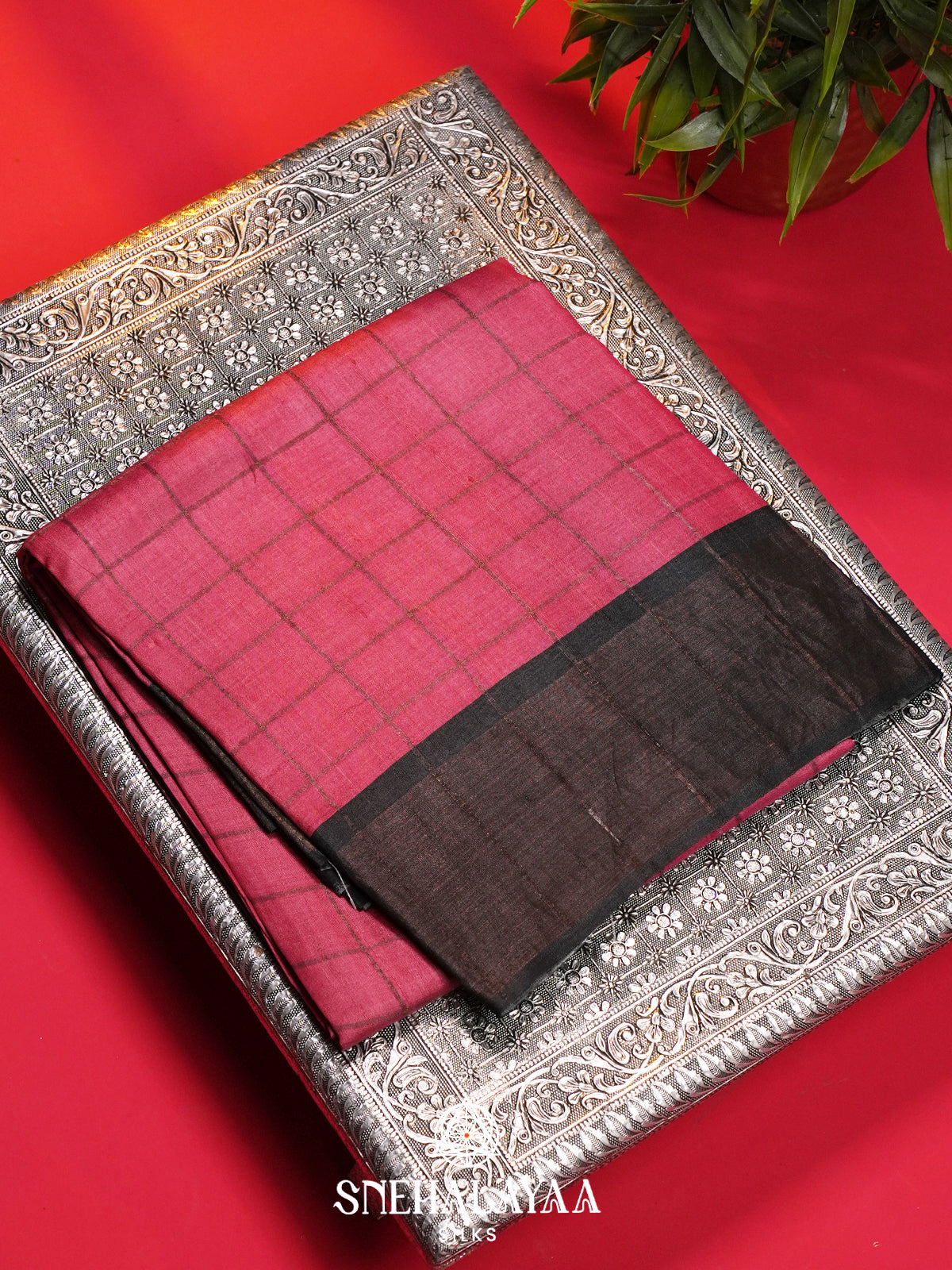 Pink Tussar Saree