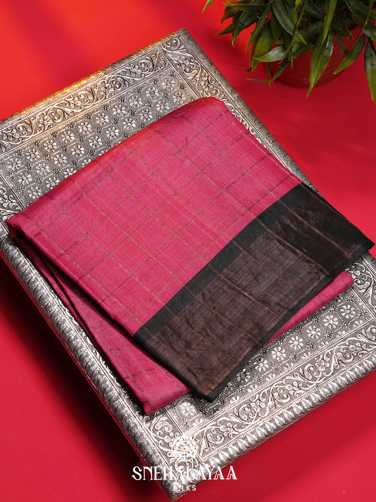 Pink Tussar Saree