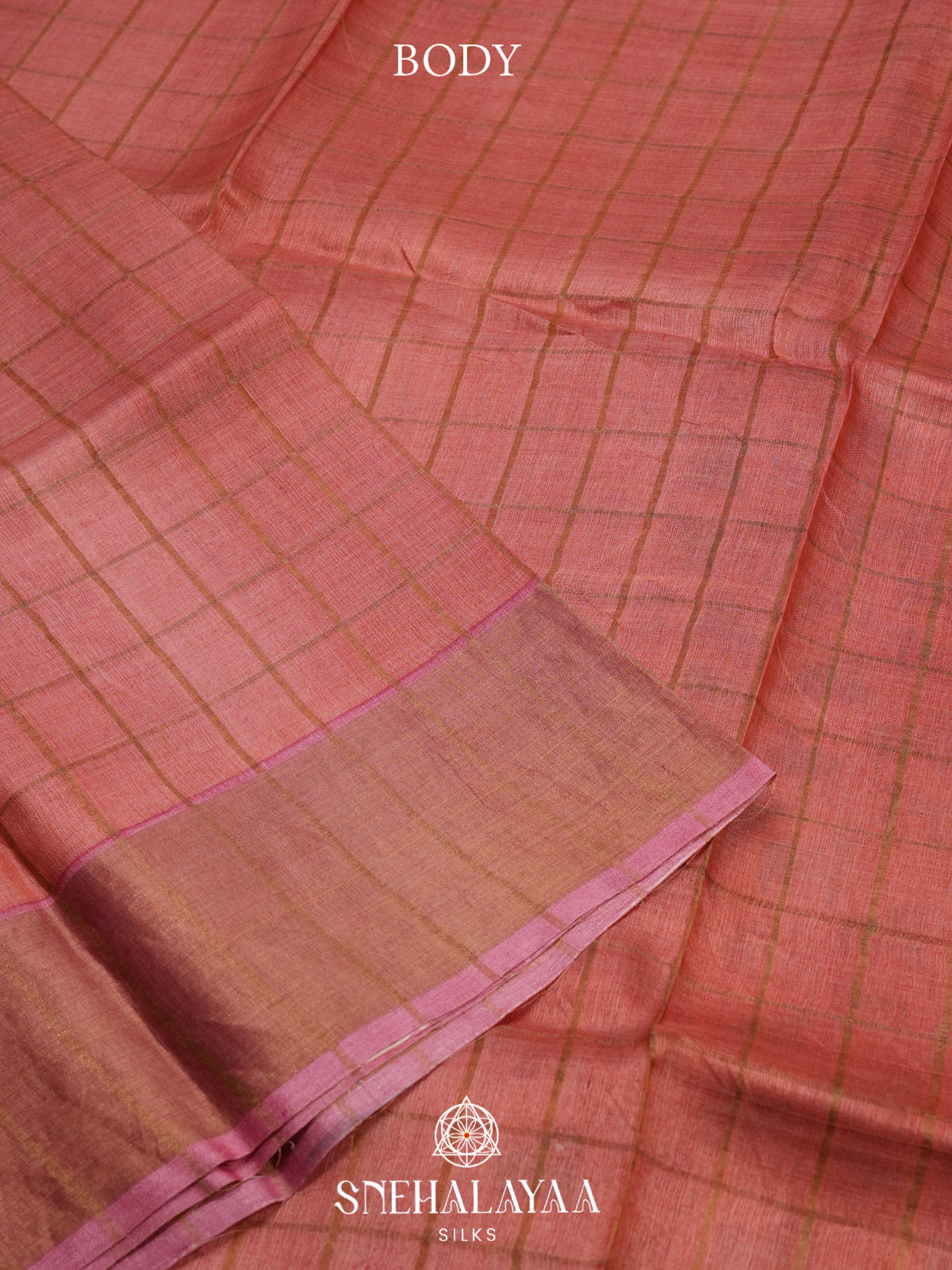 Peach Tussar Saree