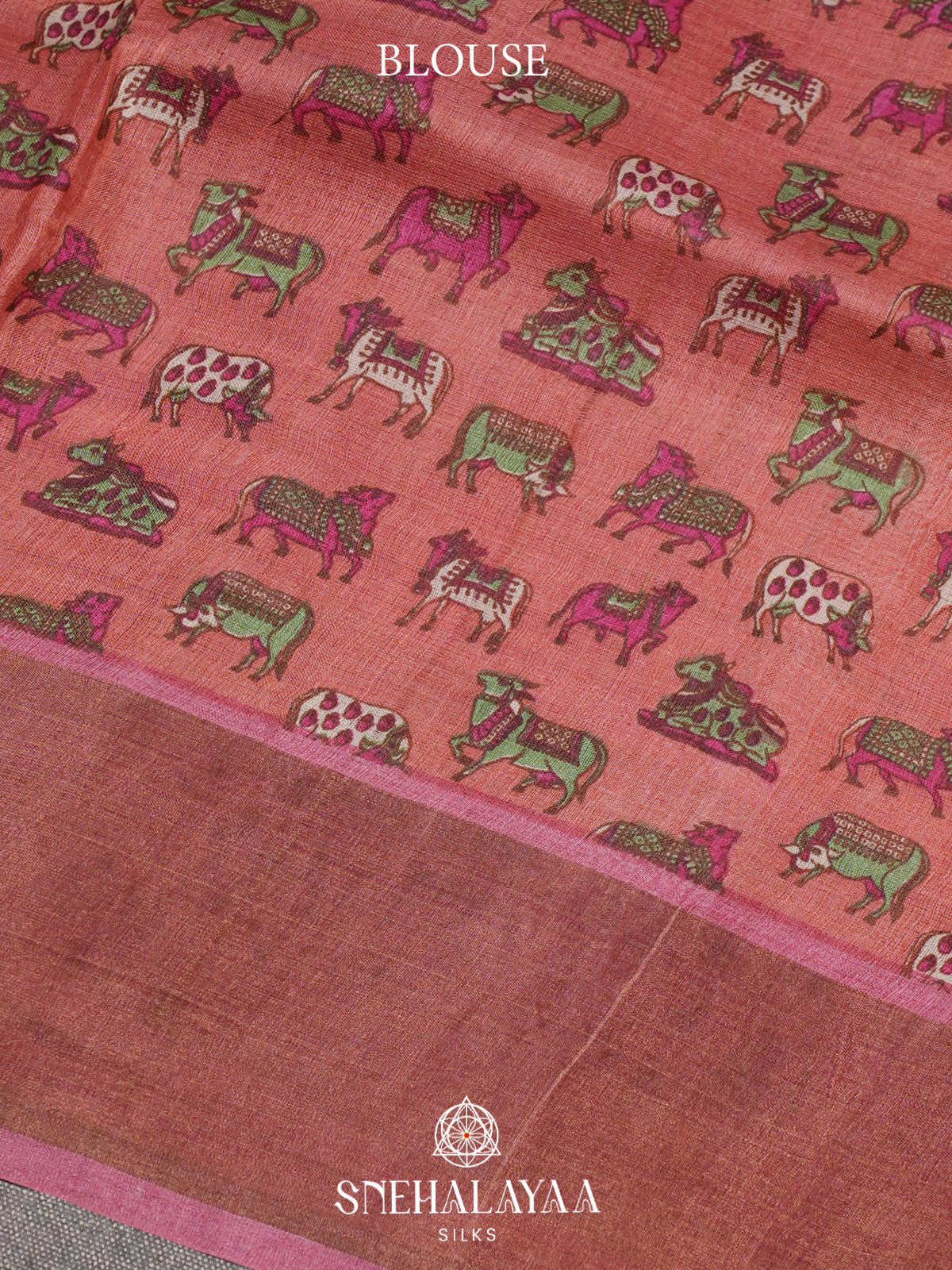 Peach Tussar Saree