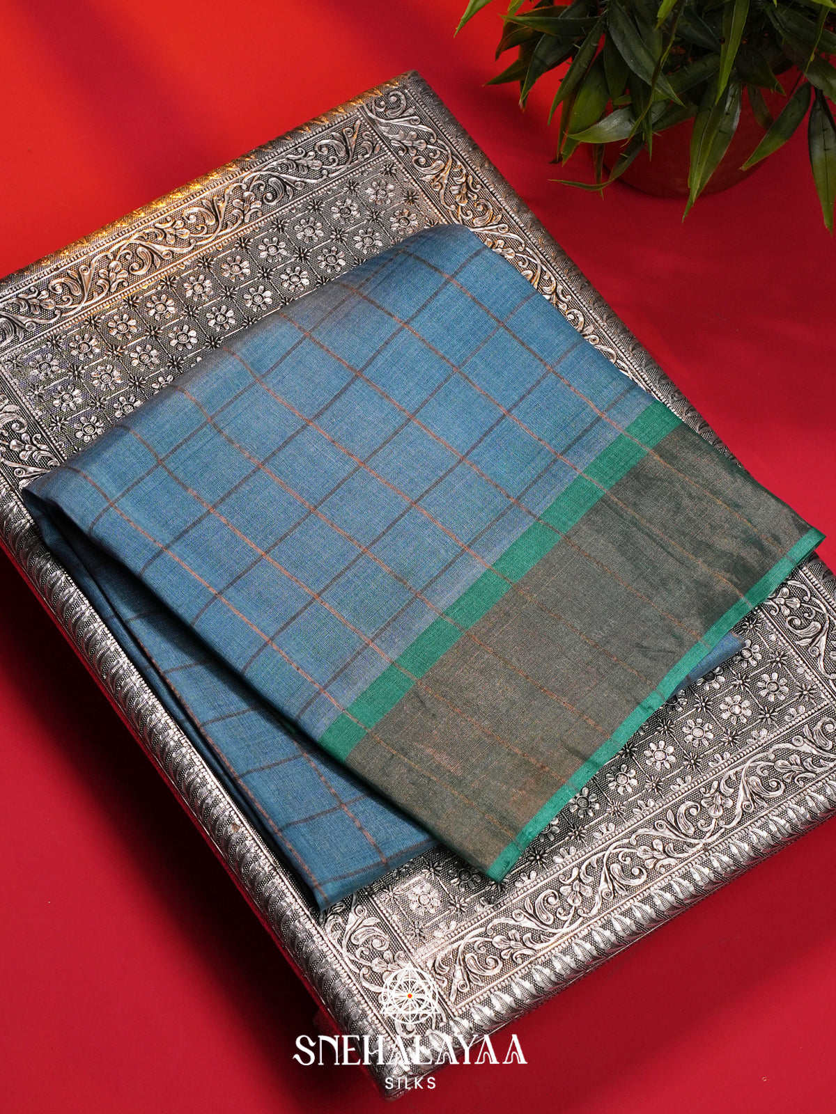 Blue Tussar Saree