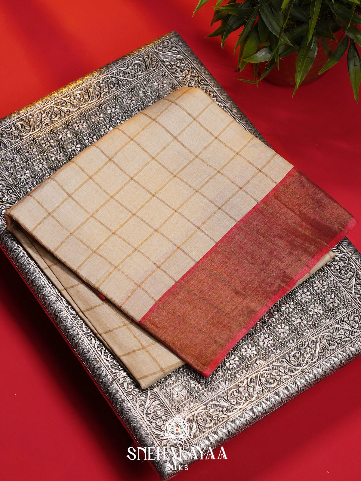 Off White Tussar Saree