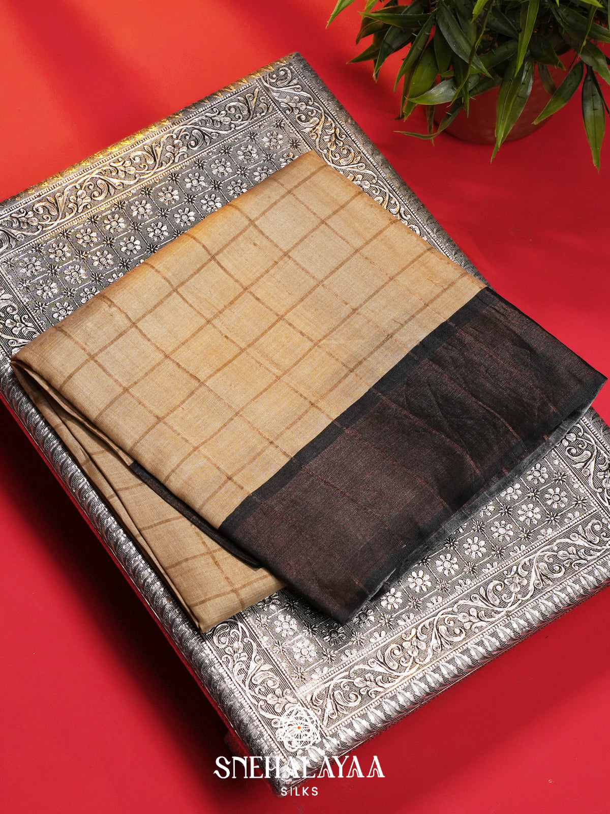 Cream Tussar Saree