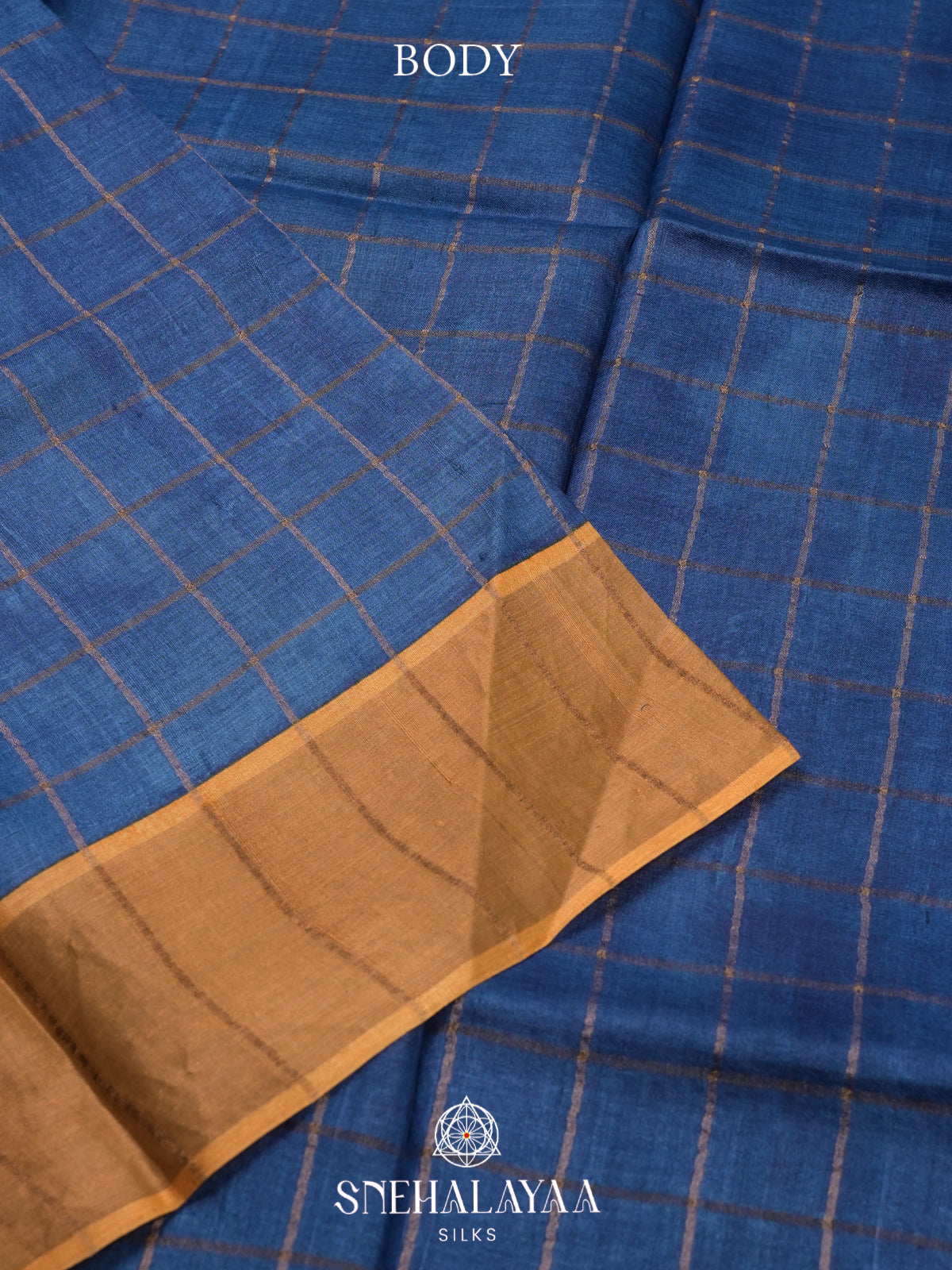 Ink Blue Tussar Saree