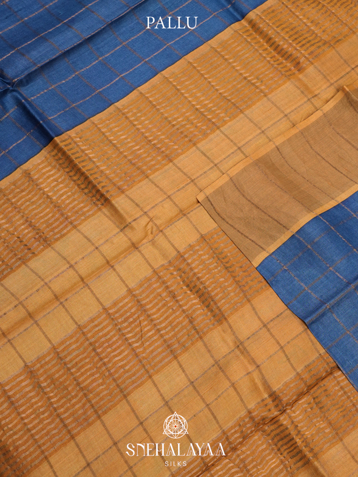 Ink Blue Tussar Saree