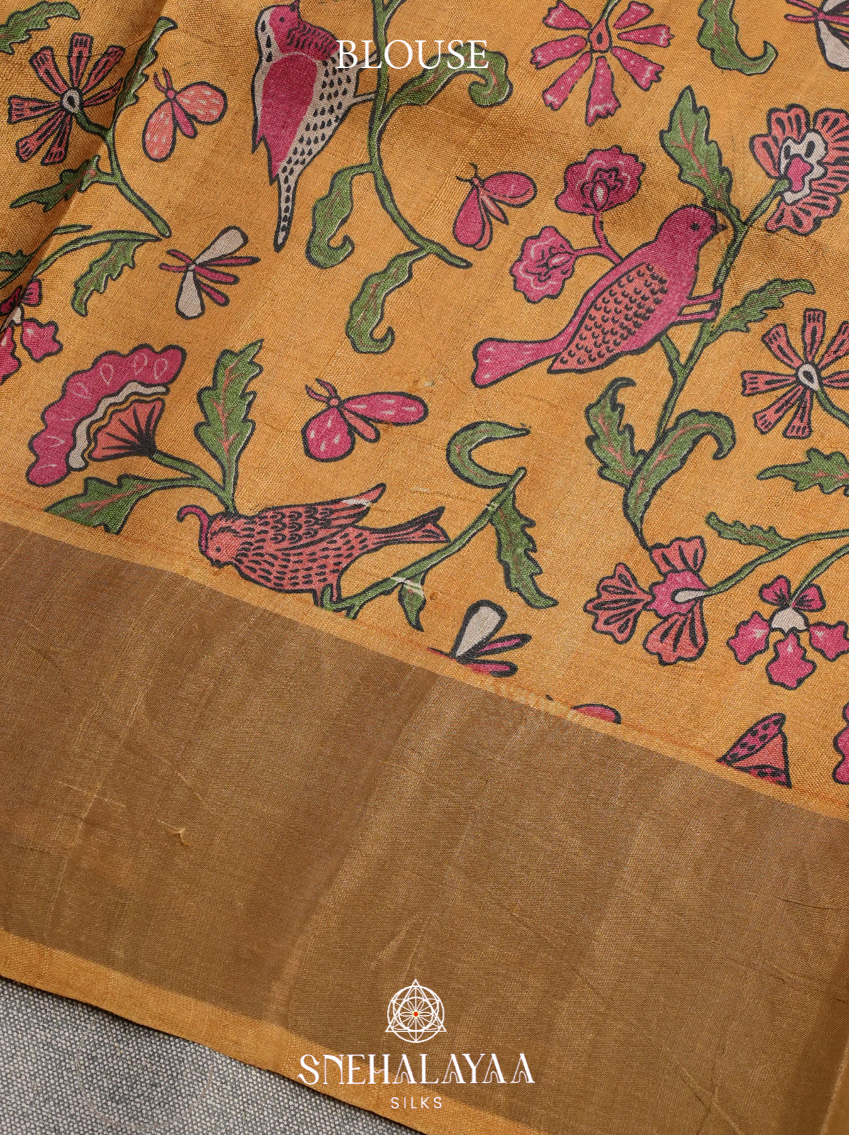 Ink Blue Tussar Saree