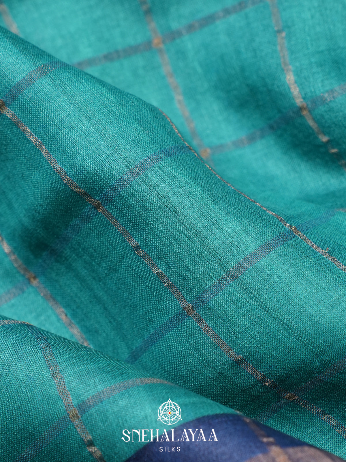 Teal Blue Tussar Saree