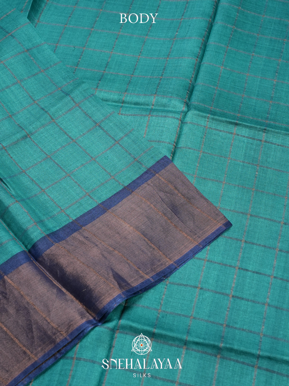 Teal Blue Tussar Saree