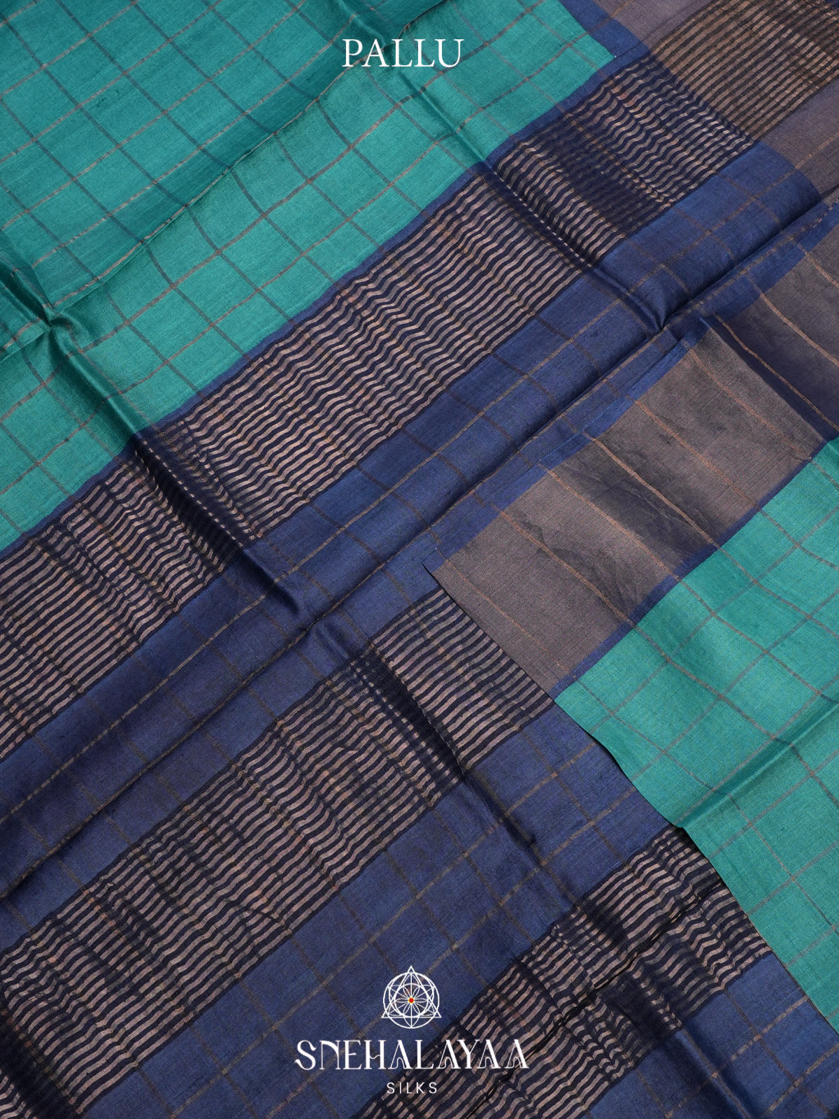 Teal Blue Tussar Saree