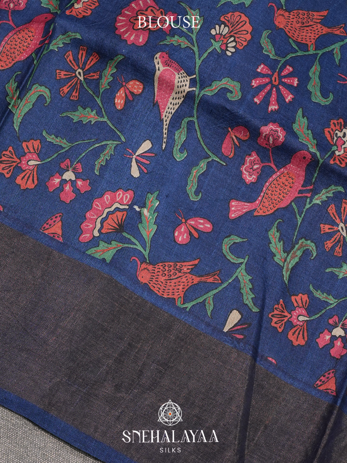 Teal Blue Tussar Saree