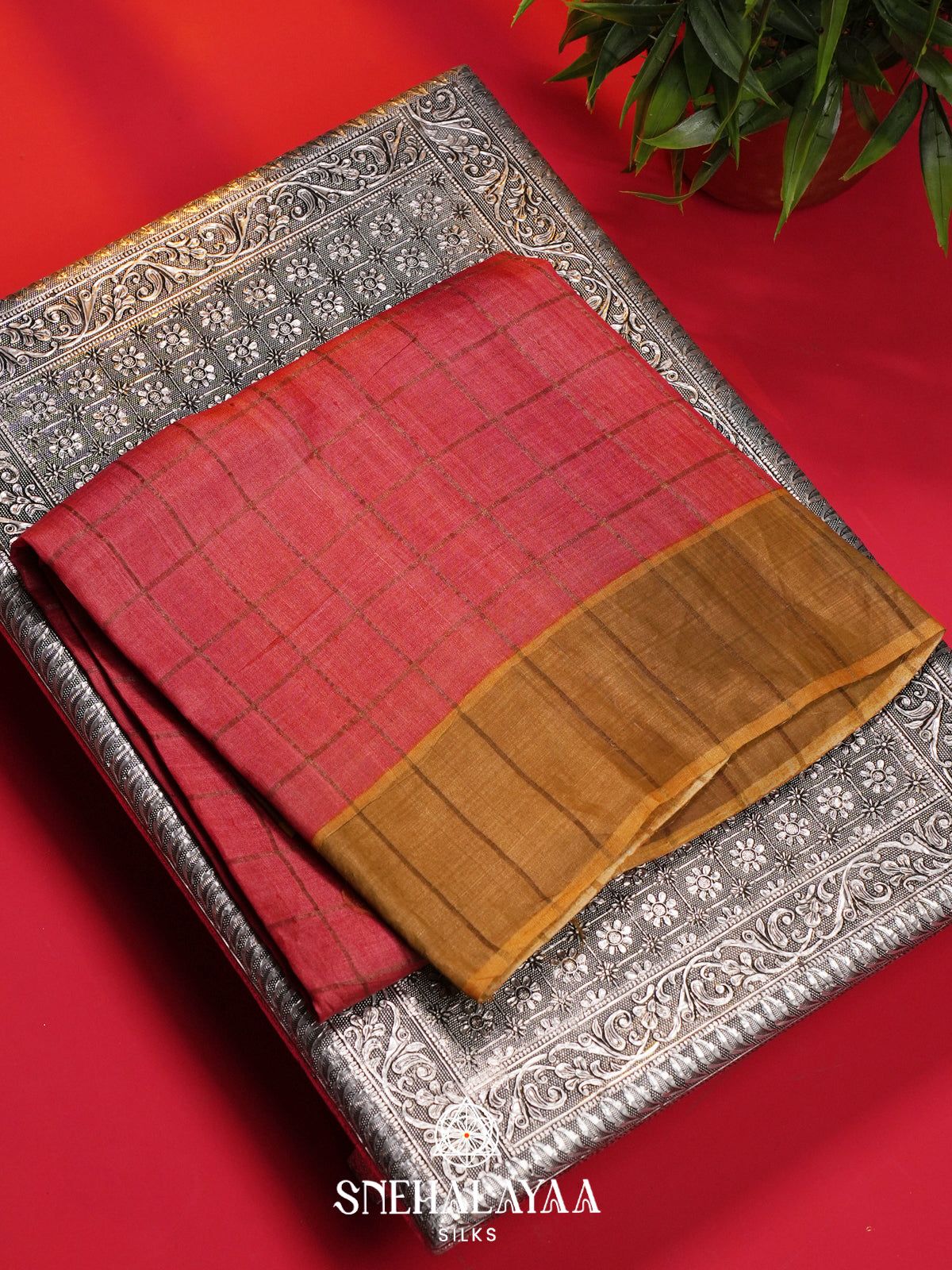 Pink Tussar Saree