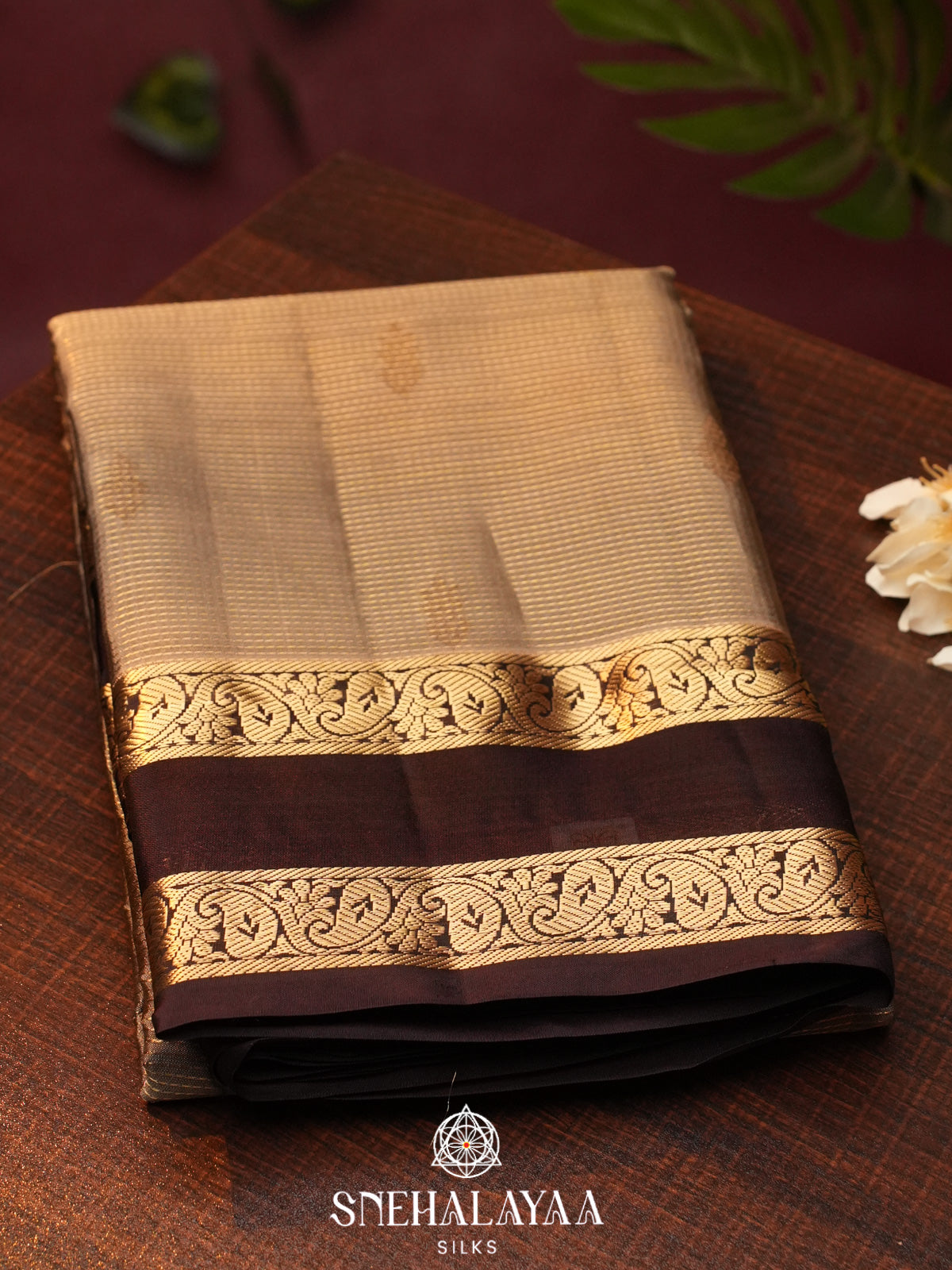 Beige  Kanjivaram Silk Saree
