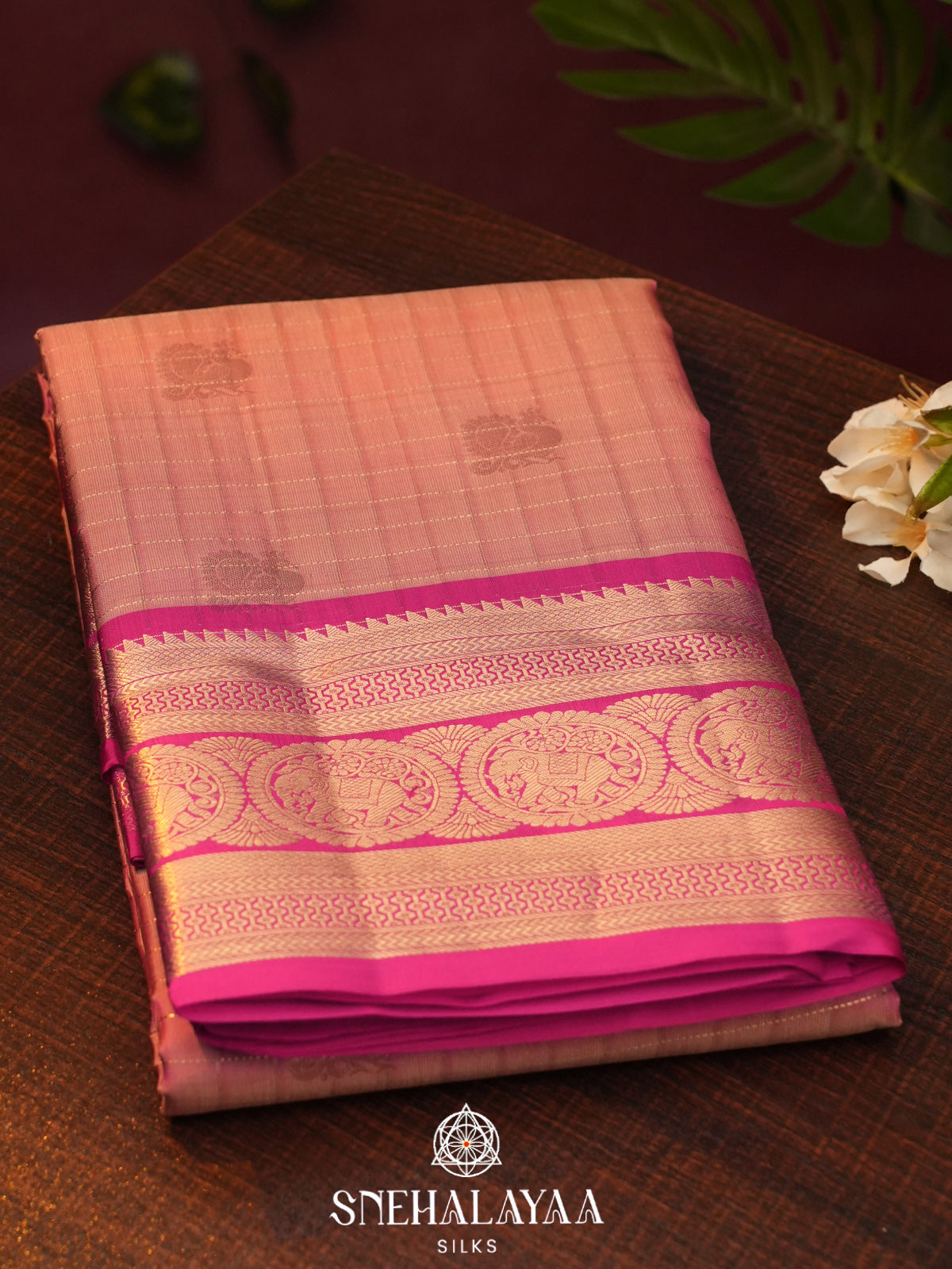 Onion Pink  Kanjivaram Silk Saree