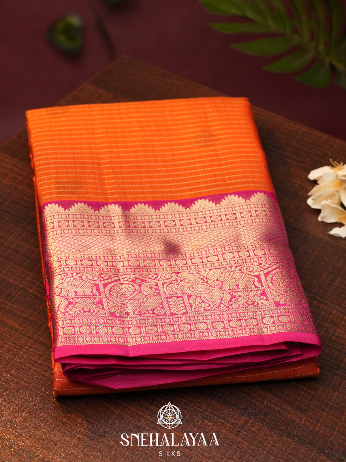 Orange  Kanjivaram Silk Saree
