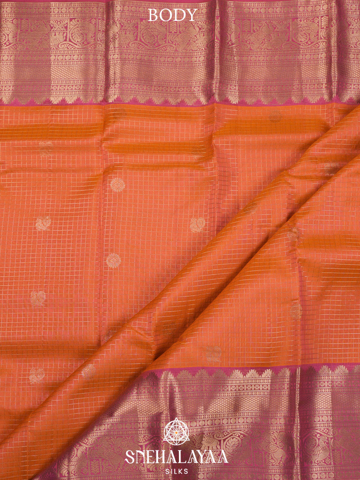 Orange  Kanjivaram Silk Saree