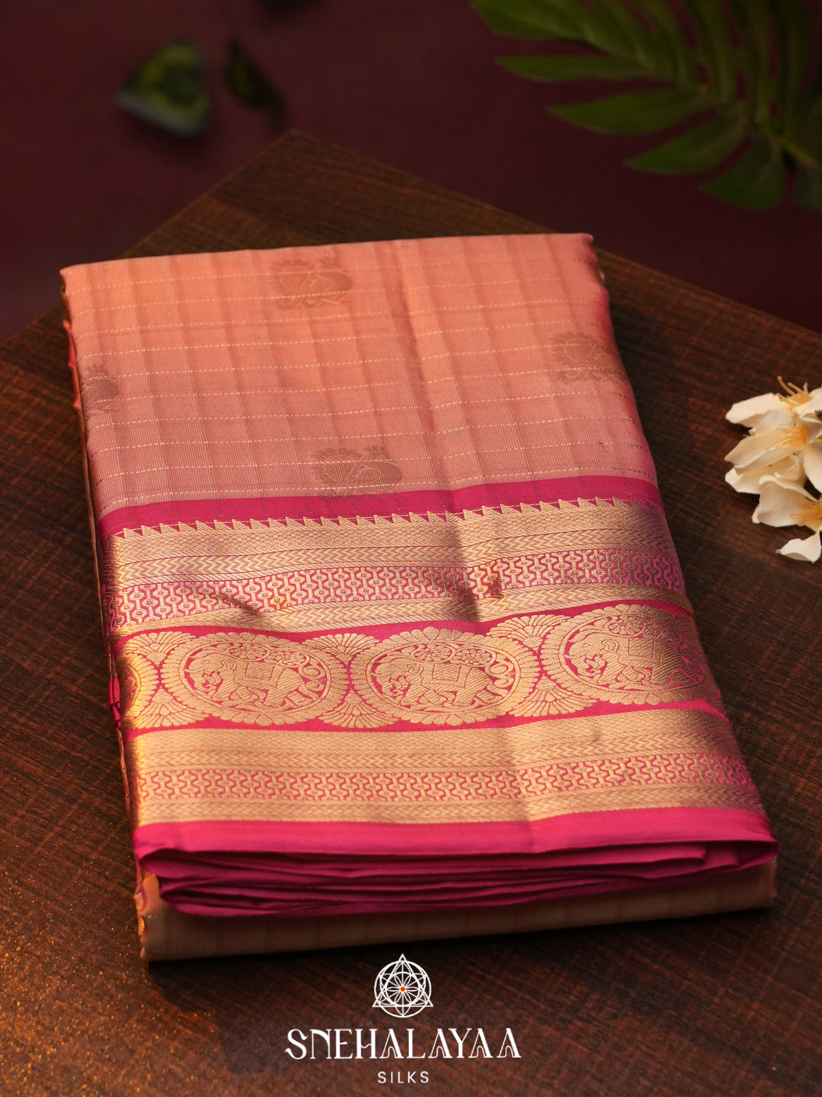 Onion Pink  Kanjivaram Silk Saree