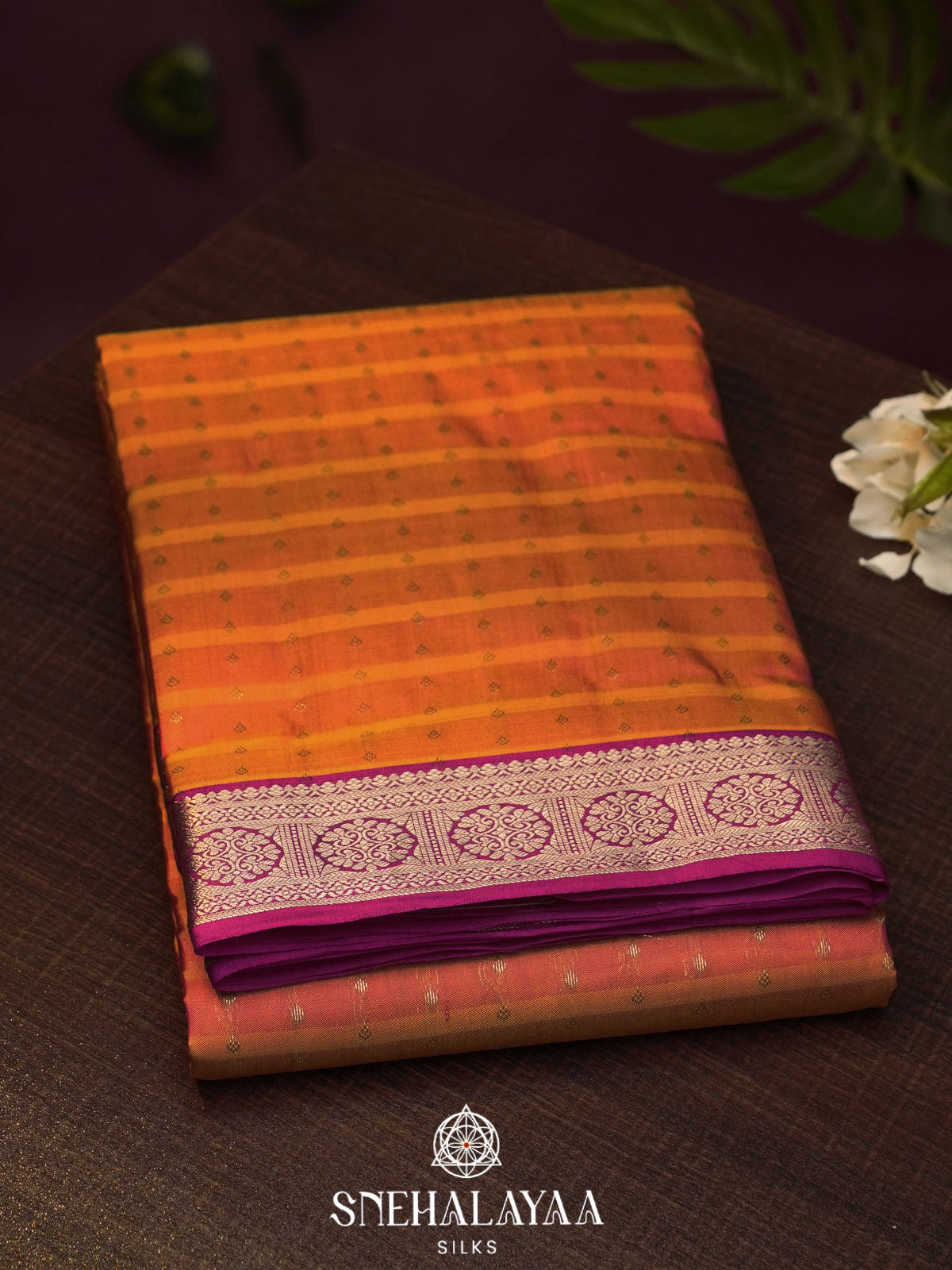 Rust Orange  Kanjivaram Silk Saree