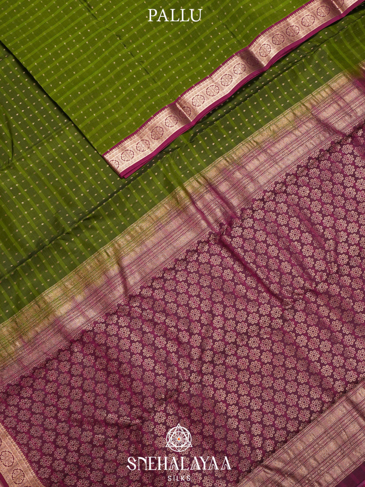 Lime Green  Kanjivaram Silk Saree