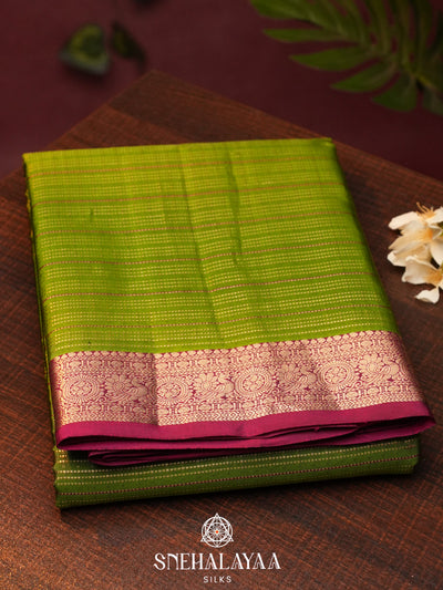 Lime Green  Kanjivaram Silk Saree