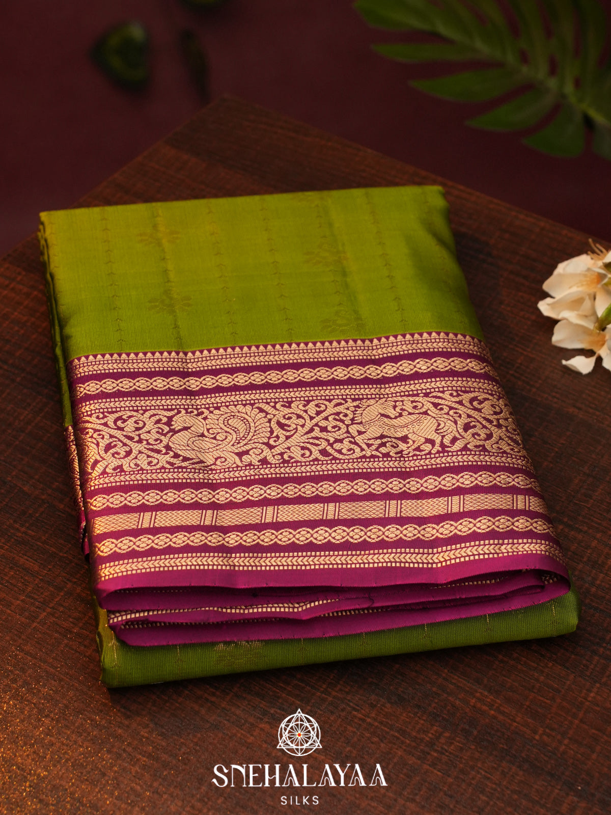 Lime Green  Kanjivaram Silk Saree