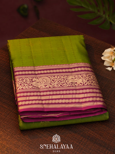 Lime Green  Kanjivaram Silk Saree