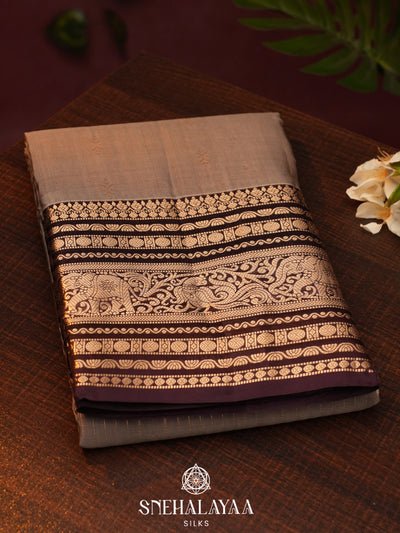 Brown  Kanjivaram Silk Saree