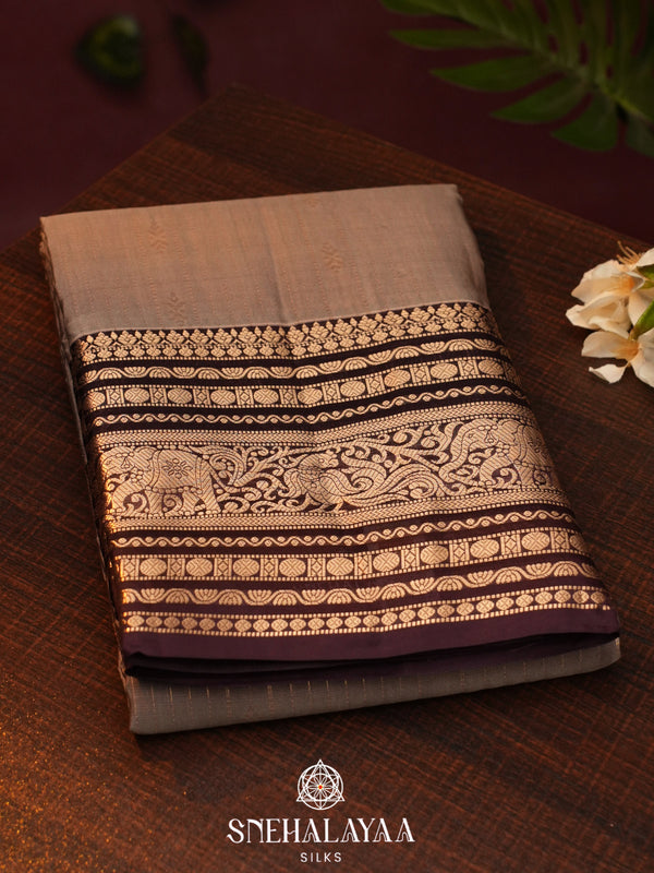 Brown  Kanjivaram Silk Saree