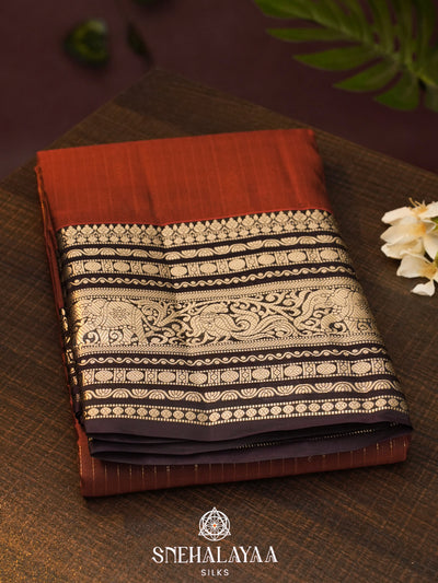 Brown  Kanjivaram Silk Saree