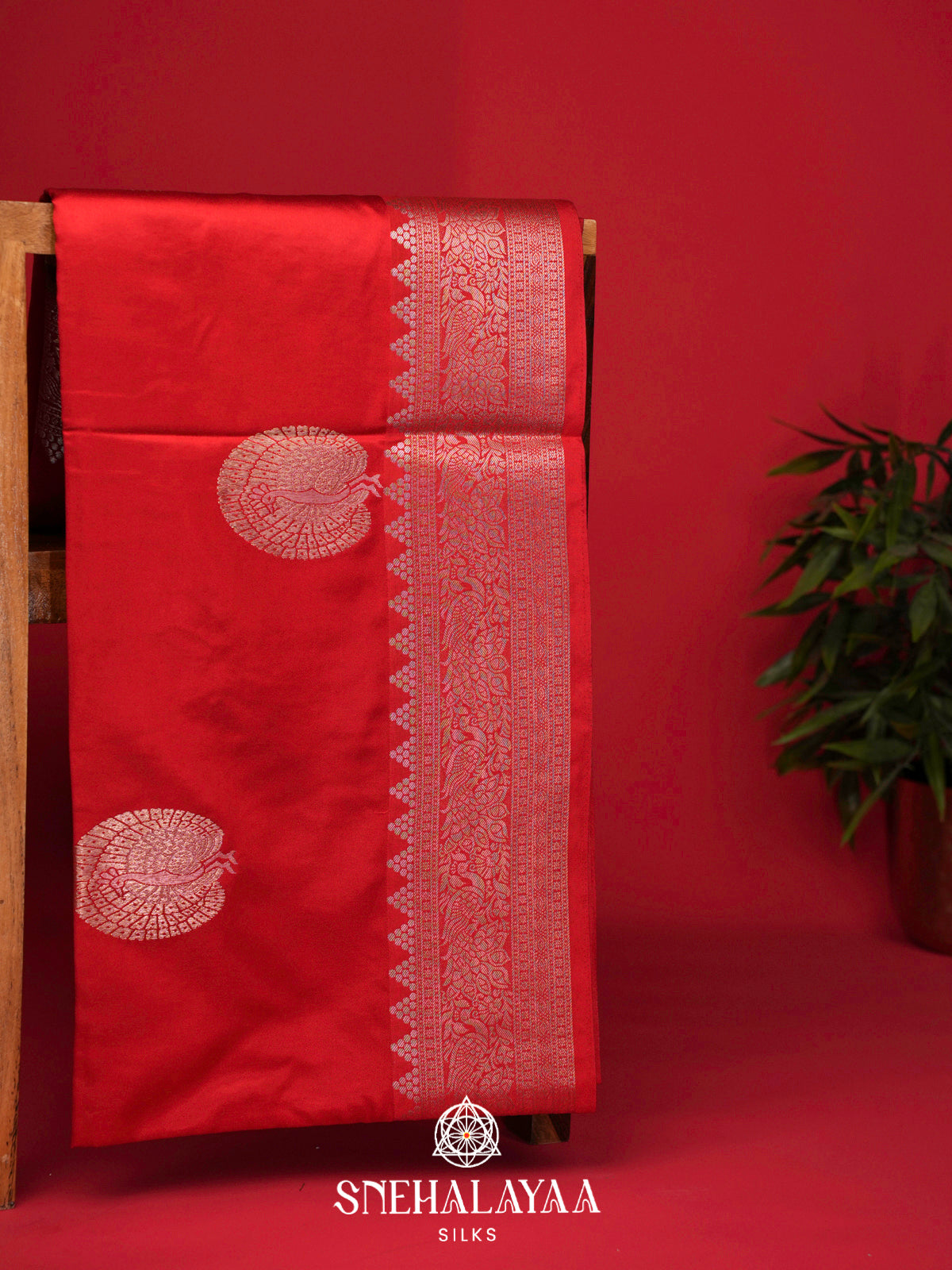 Red Satin Banaras Saree