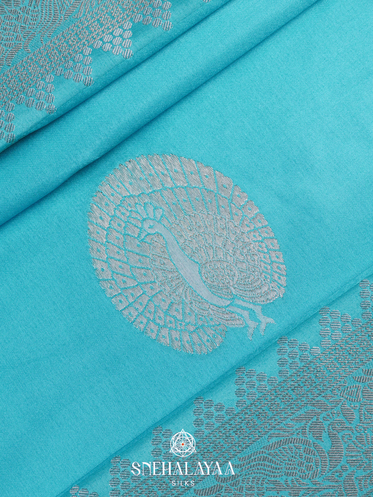 Blue Satin Banaras Saree