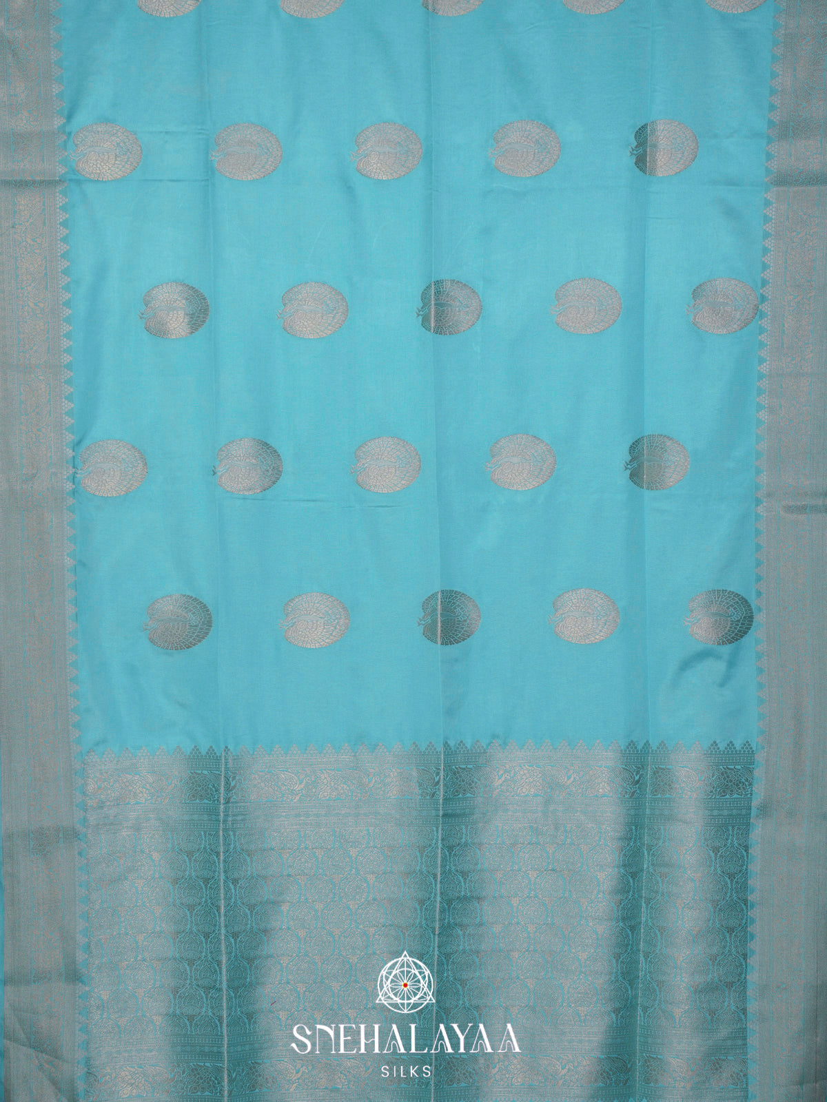 Blue Satin Banaras Saree