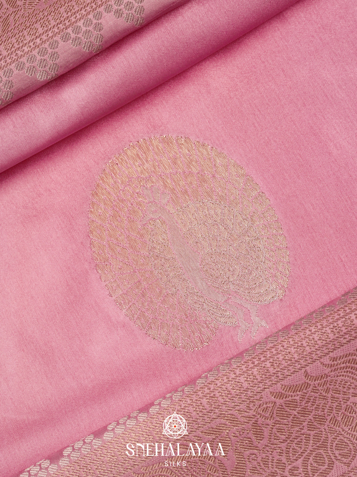 Pink Satin Banaras Saree