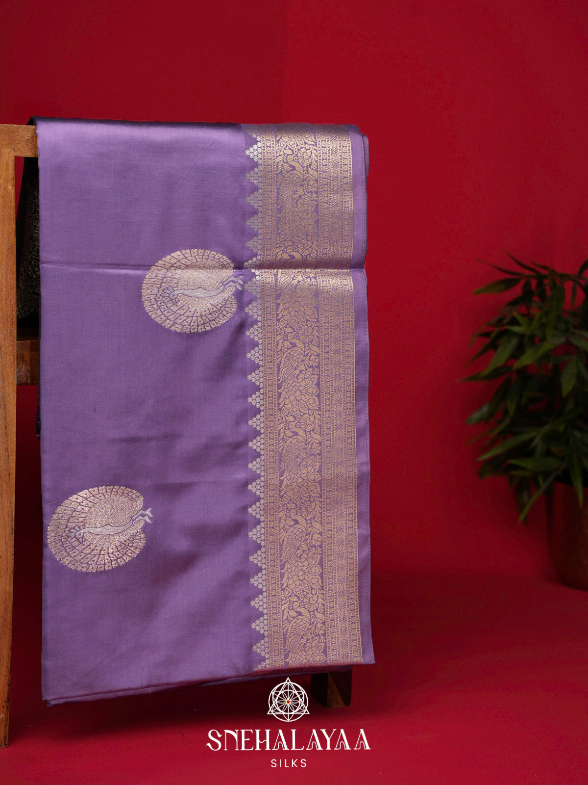 Lavender Satin Banaras Saree