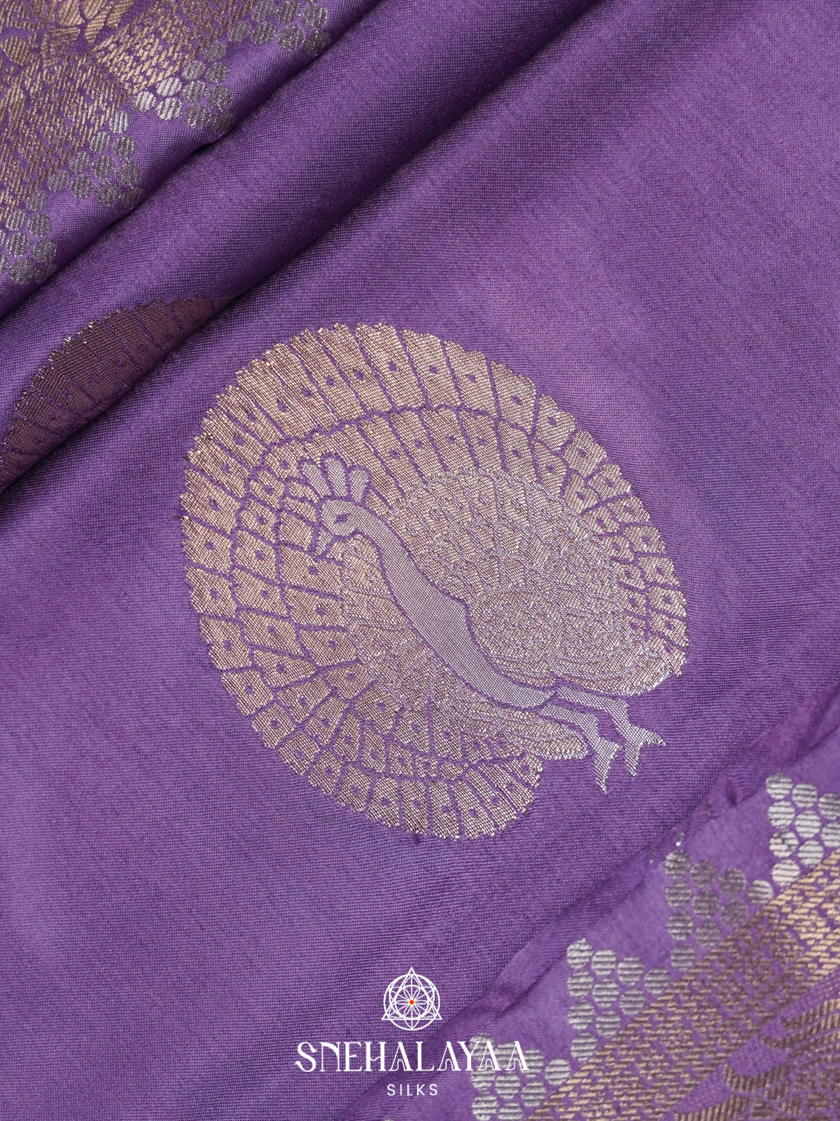 Lavender Satin Banaras Saree