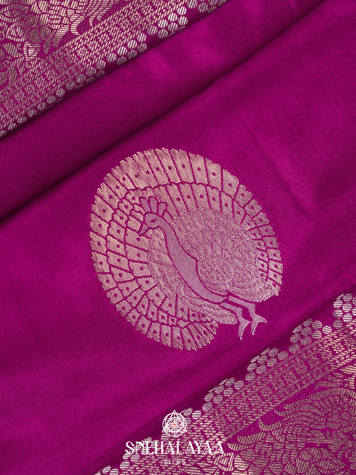 Dark Magenta Satin Banaras Saree