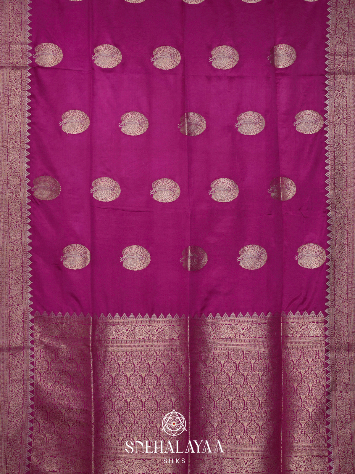 Dark Magenta Satin Banaras Saree