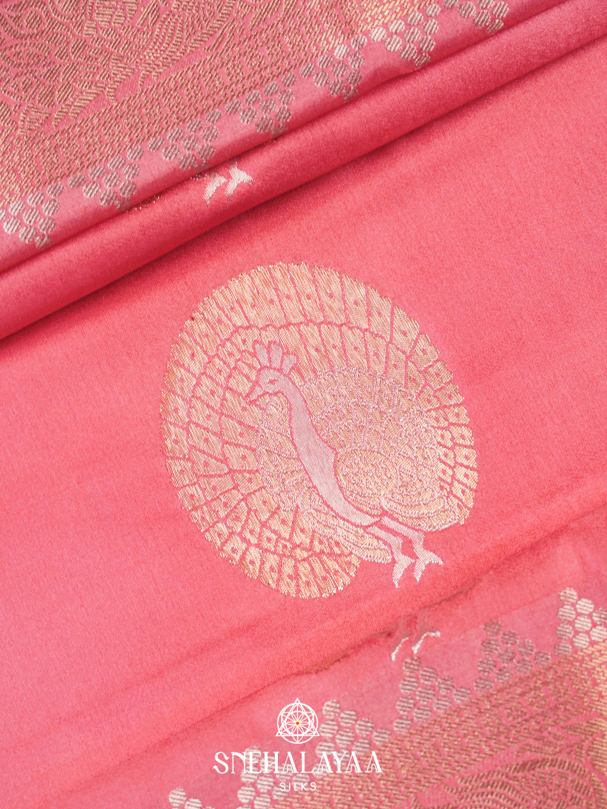 Baby Pink Satin Banaras Saree