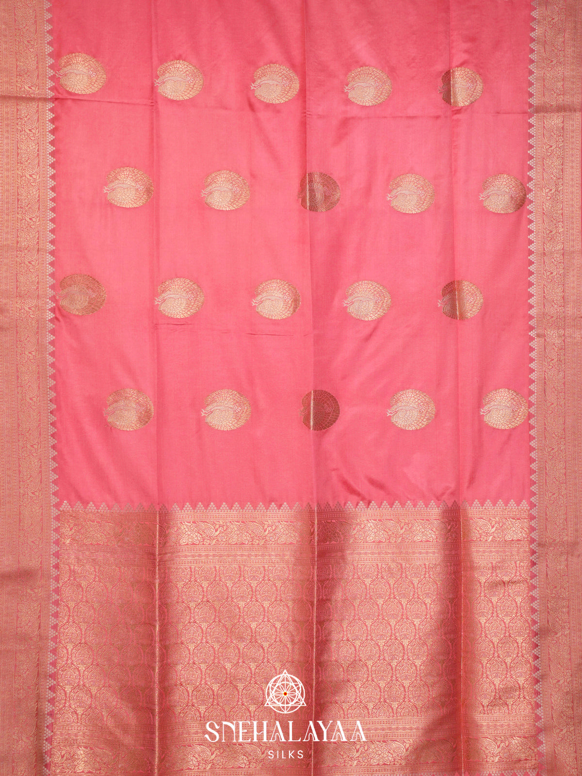 Baby Pink Satin Banaras Saree