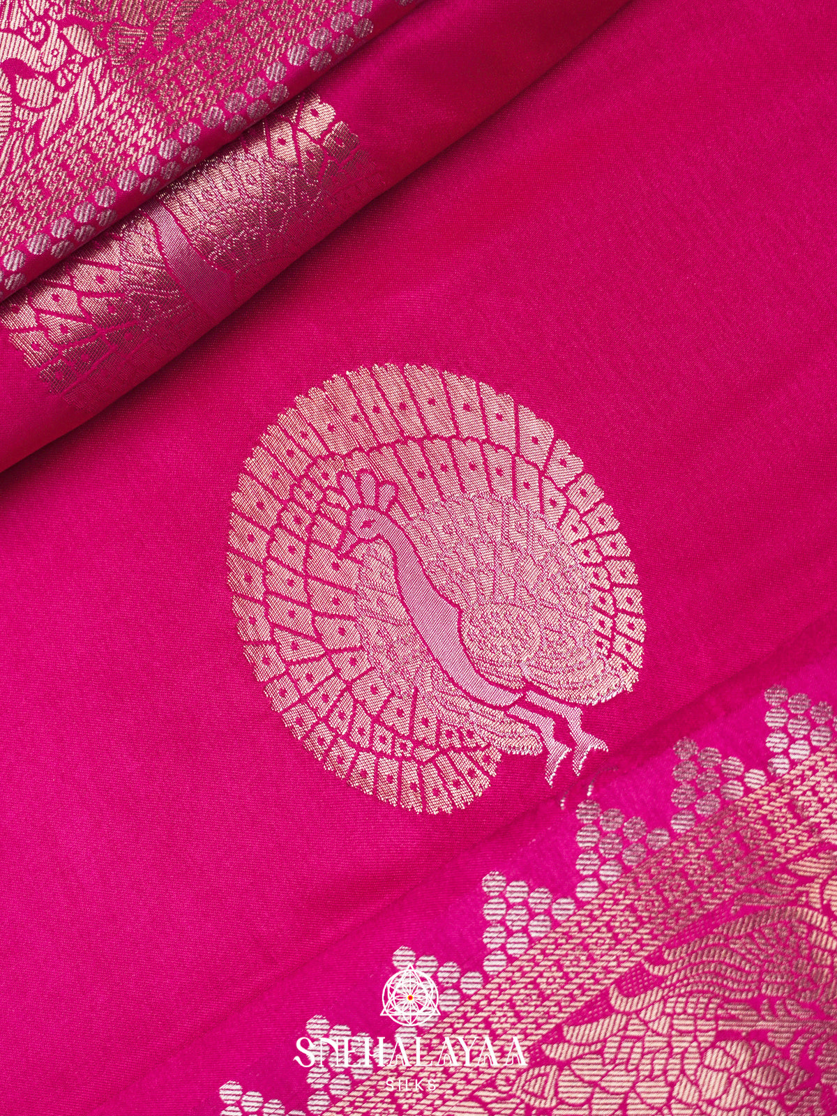 Magenta Satin Banaras Saree