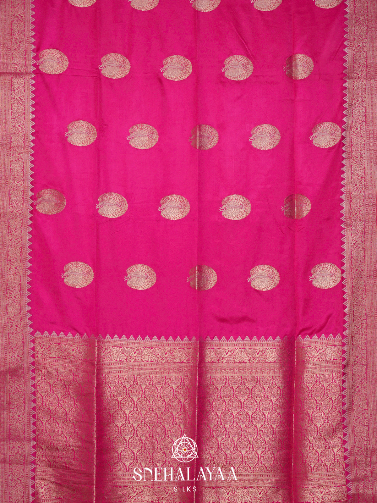 Magenta Satin Banaras Saree