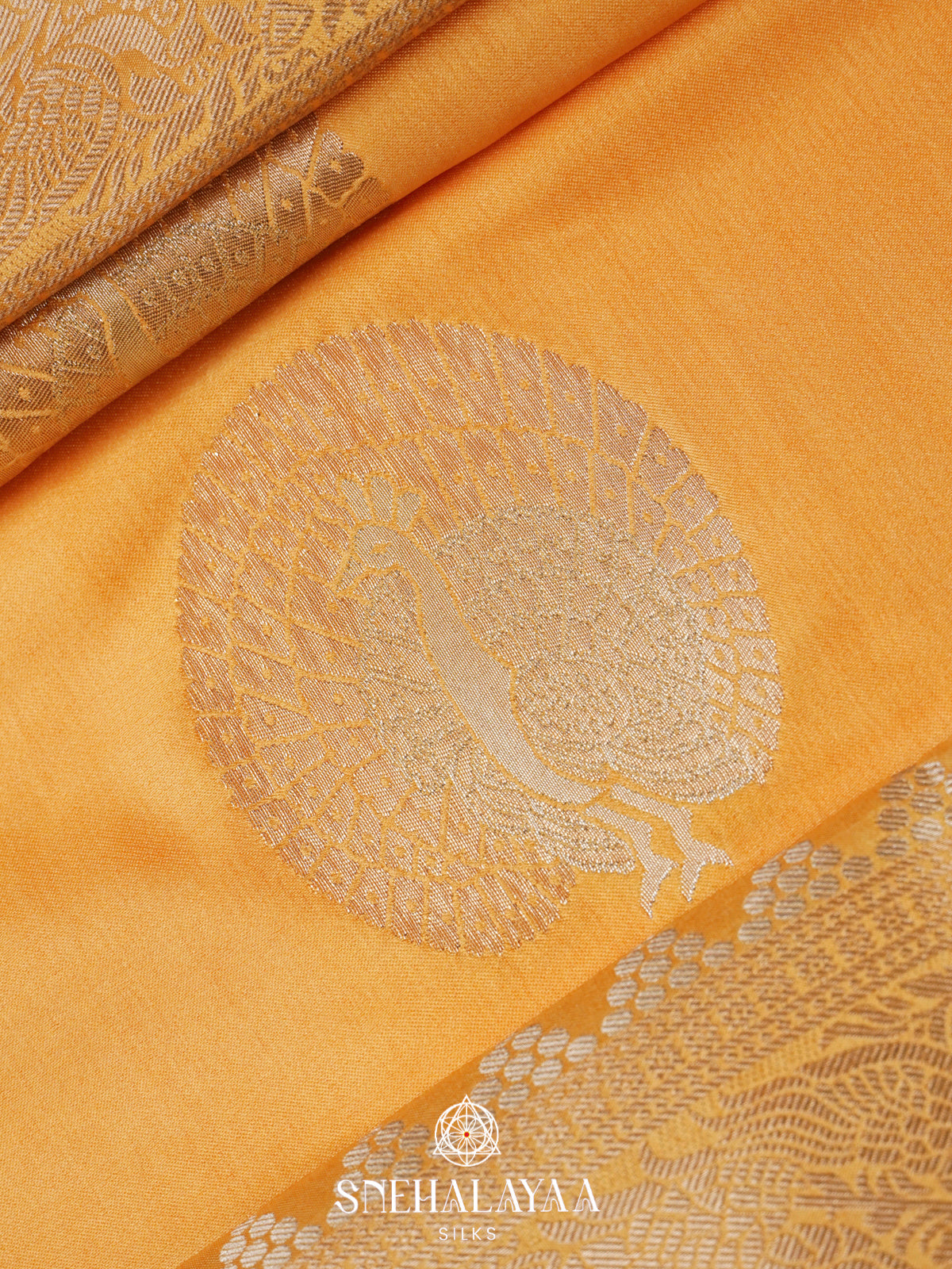 Yellow Satin Banaras Saree
