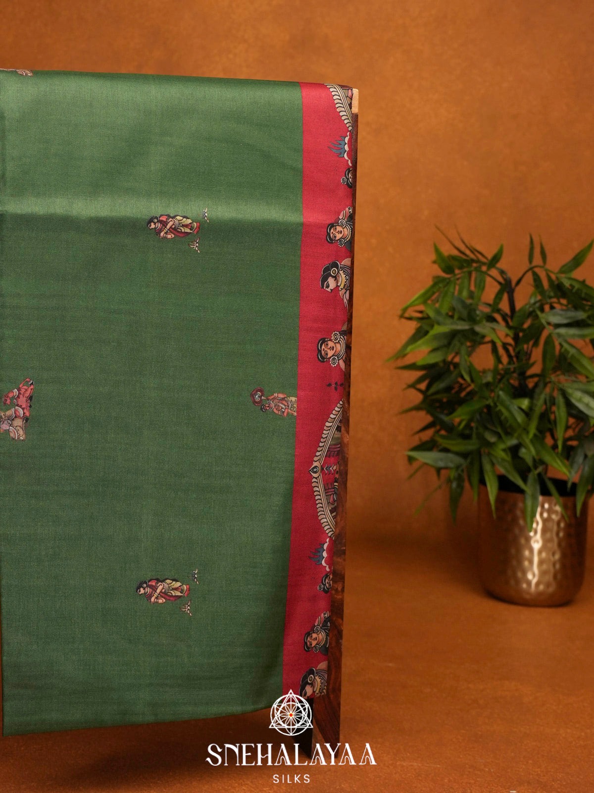 Olive Green Tussar Saree