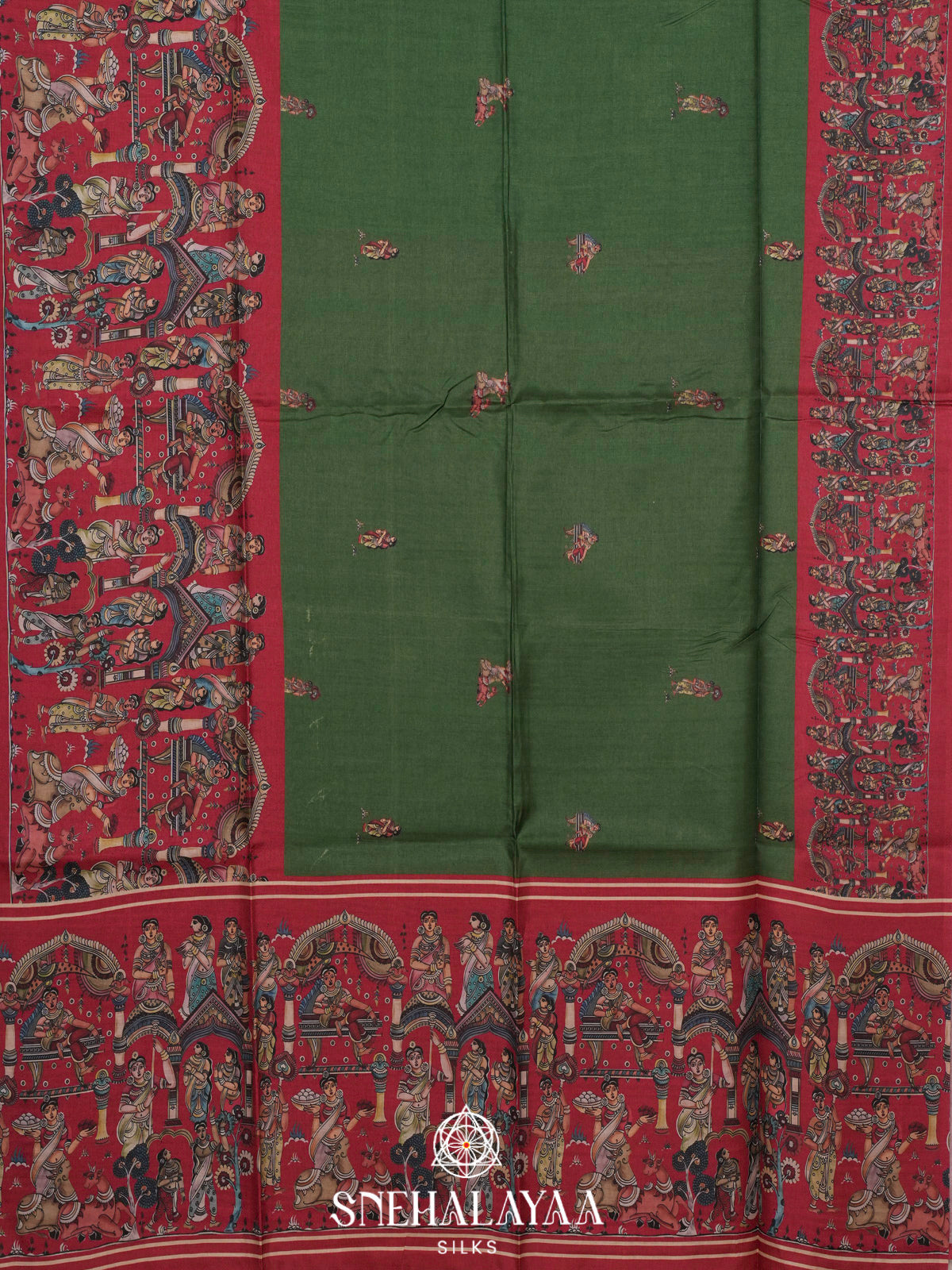 Olive Green Tussar Saree