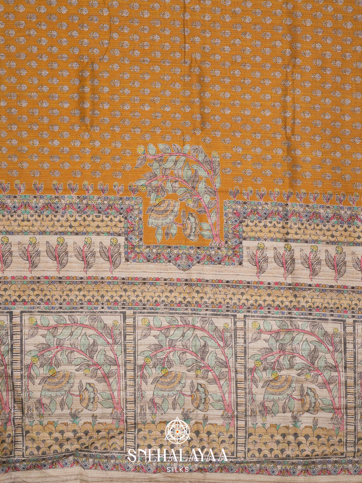 Mustard Yellow Kota Saree