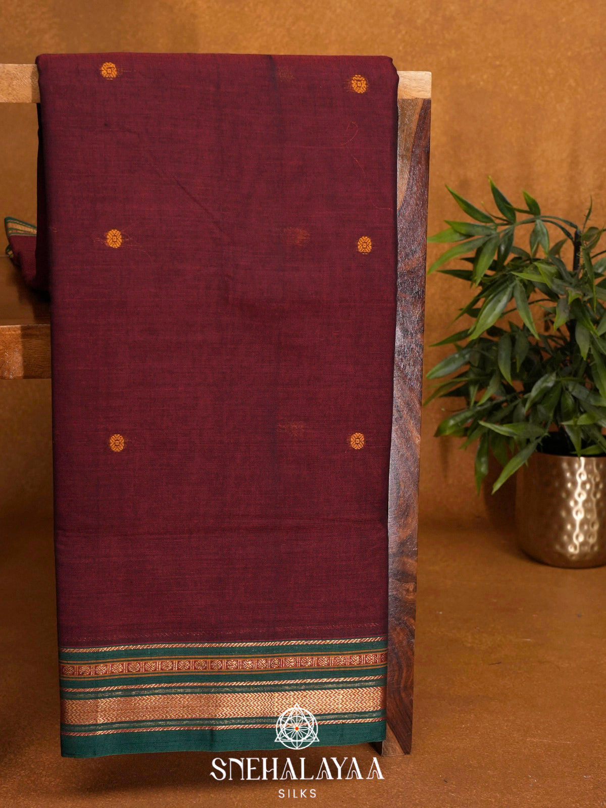 Maroon Narayanpet Cotton Saree