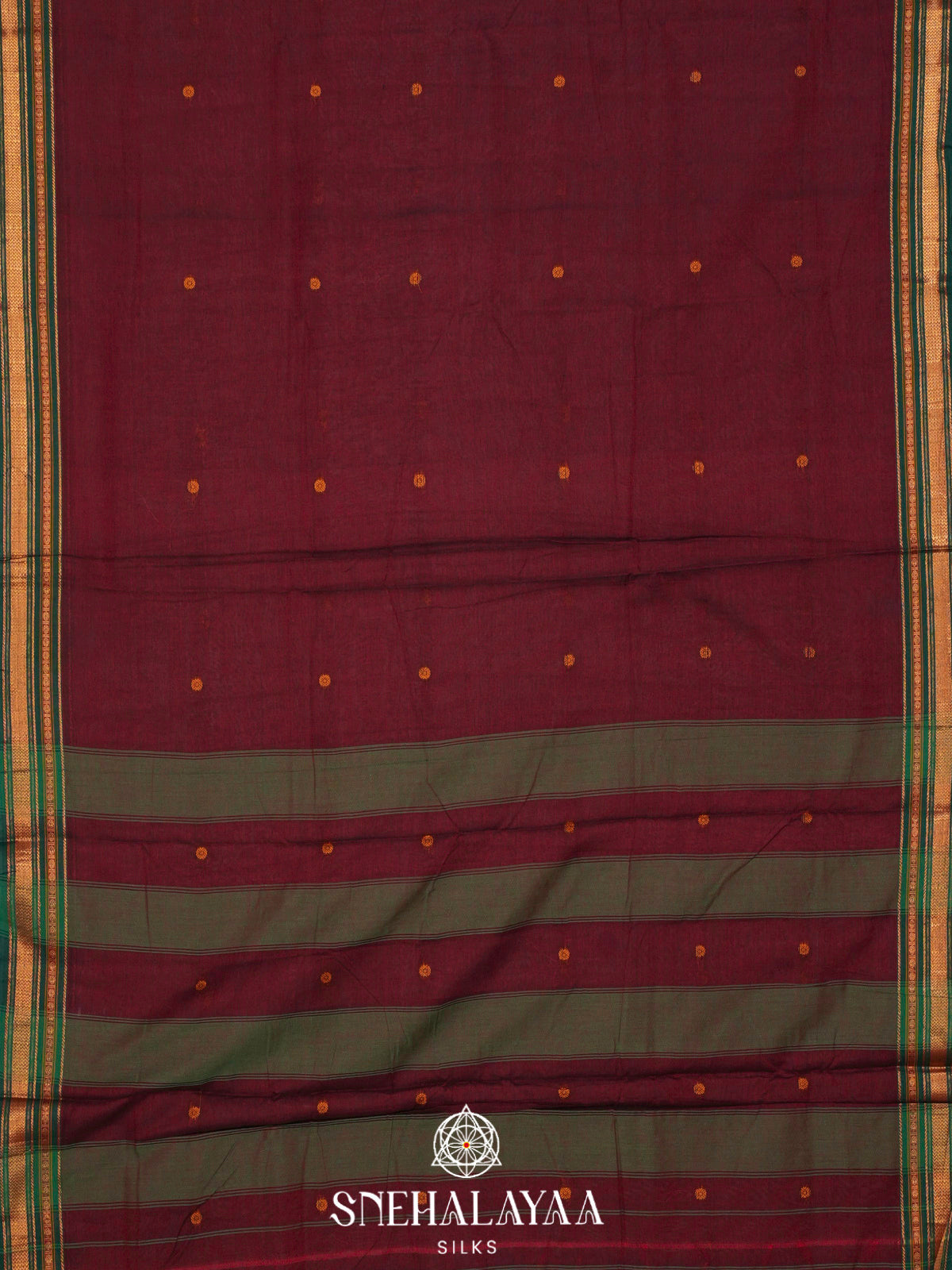 Maroon Narayanpet Cotton Saree